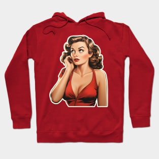 Pin up girl red lips retro comic Hoodie